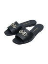 Gancini Leather Slippers Black - SALVATORE FERRAGAMO - BALAAN 2