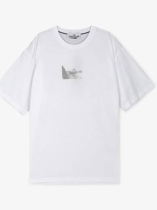 Logo Print Short Sleeve T-Shirt White - STONE ISLAND - BALAAN 3