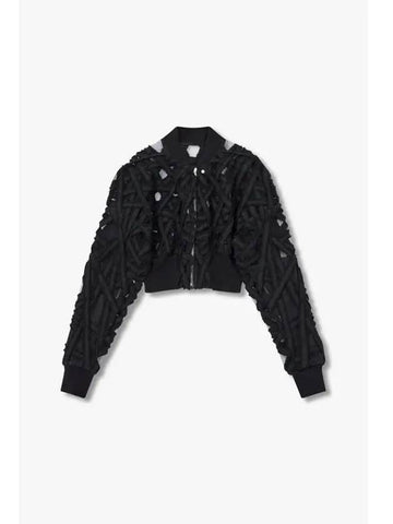 WOMEN Strap Denim Flight Jacket Black - RICK OWENS - BALAAN 1