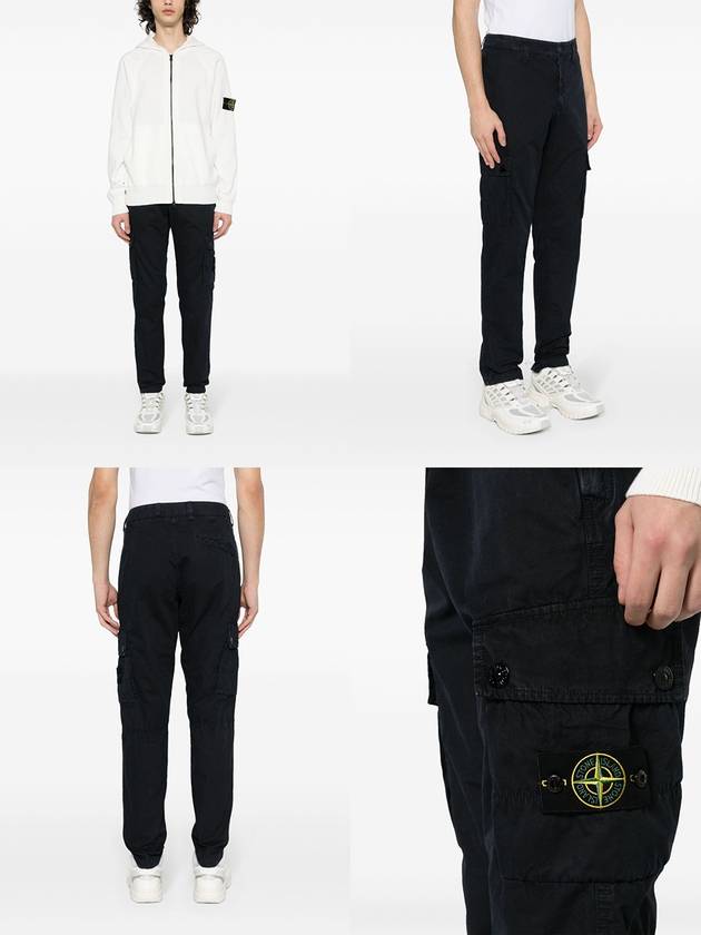 Wappen Patch Old Treatment Slim Fit Cargo Straight Pants Navy - STONE ISLAND - BALAAN 3