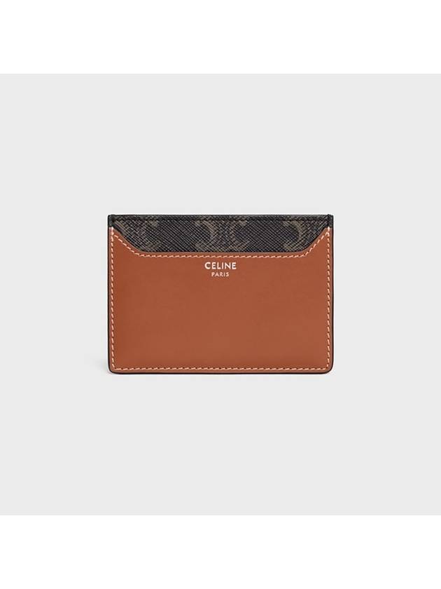 Triomphe Canvas Calfskin Card Wallet Tan - CELINE - BALAAN 2