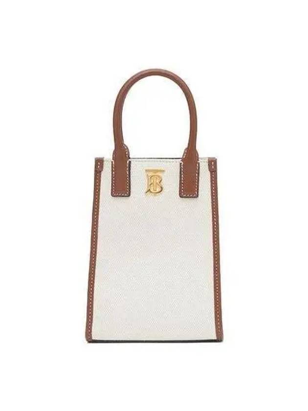 Frances Canvas Leather Mini Tote Bag Ecru Tan - BURBERRY - BALAAN 2