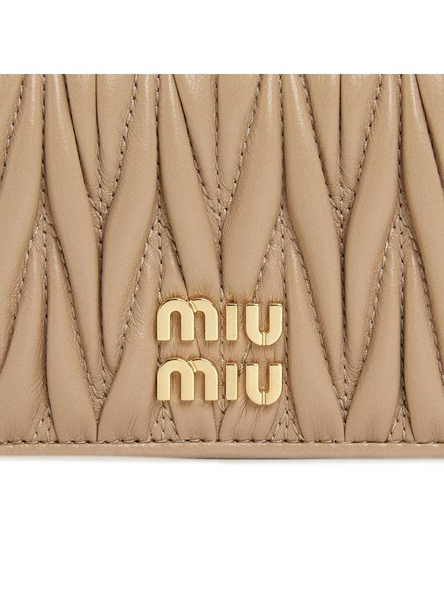 Matelasse Nappa Leather Card Wallet Beige - MIU MIU - BALAAN 6