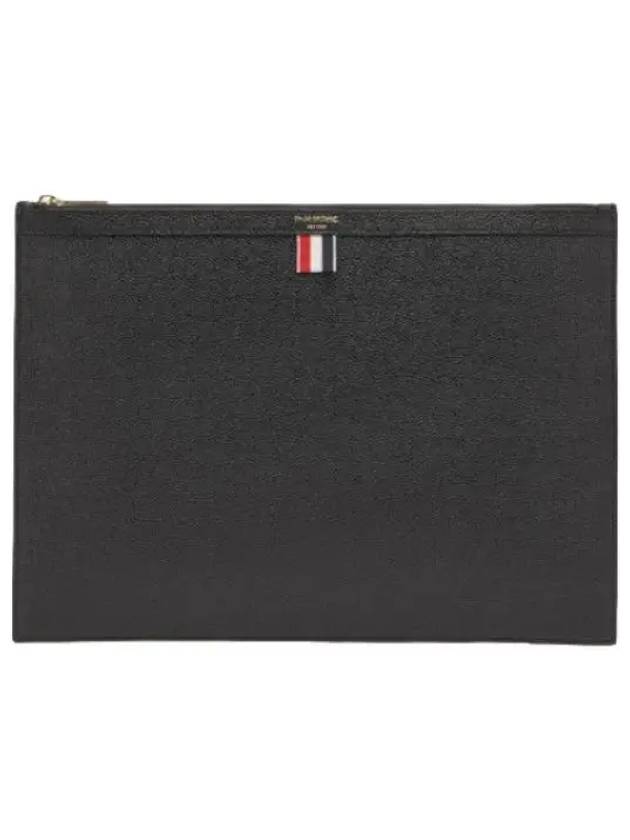 Large Zipper Tablet Holder Black Pouch Bag - THOM BROWNE - BALAAN 1