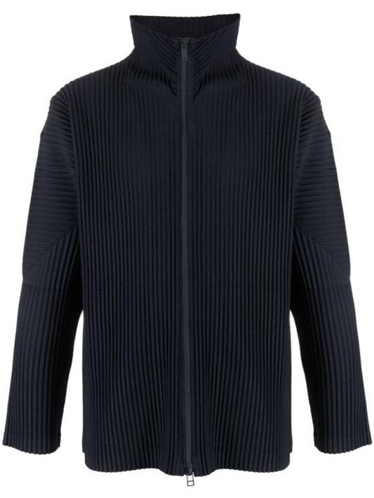 Pleated Zip Up Cardigan Black - ISSEY MIYAKE - BALAAN 1