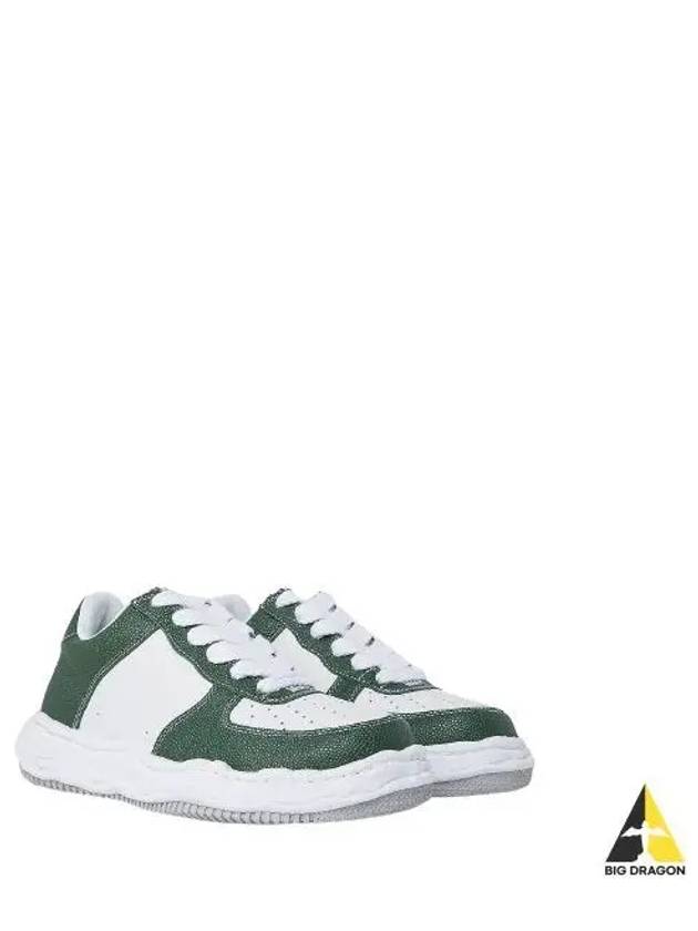 Wayne OG Sole Emboss Leather Low Top Sneakers White Green - MIHARA YASUHIRO - BALAAN 2