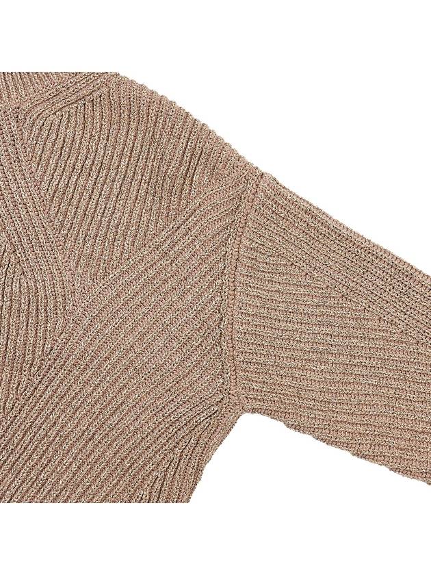 Editto Rib Knit Lurex Yarn Knit Top Beige - MAX MARA - BALAAN 5