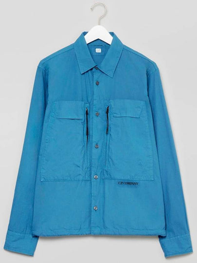 Cotton Popeline Over Long Sleeve Shirt Blue - CP COMPANY - BALAAN 2