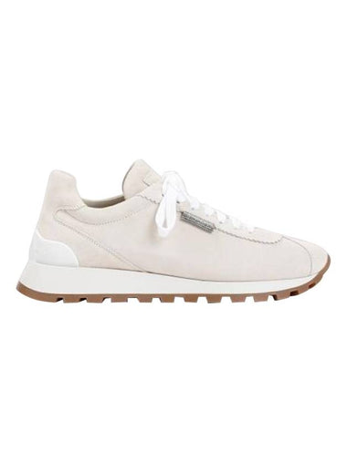 Chain Suede Low Top Sneakers Ivory - BRUNELLO CUCINELLI - BALAAN 1