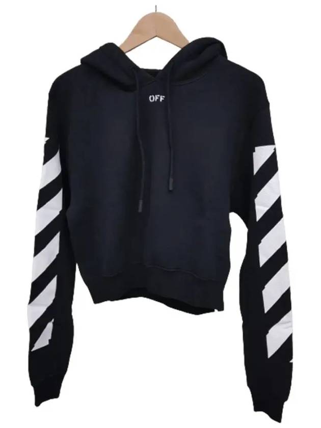 striped sleeve cropped hooded top black - OFF WHITE - BALAAN.