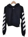 Striped Sleeve Cropped Hoodie Black - OFF WHITE - BALAAN 2