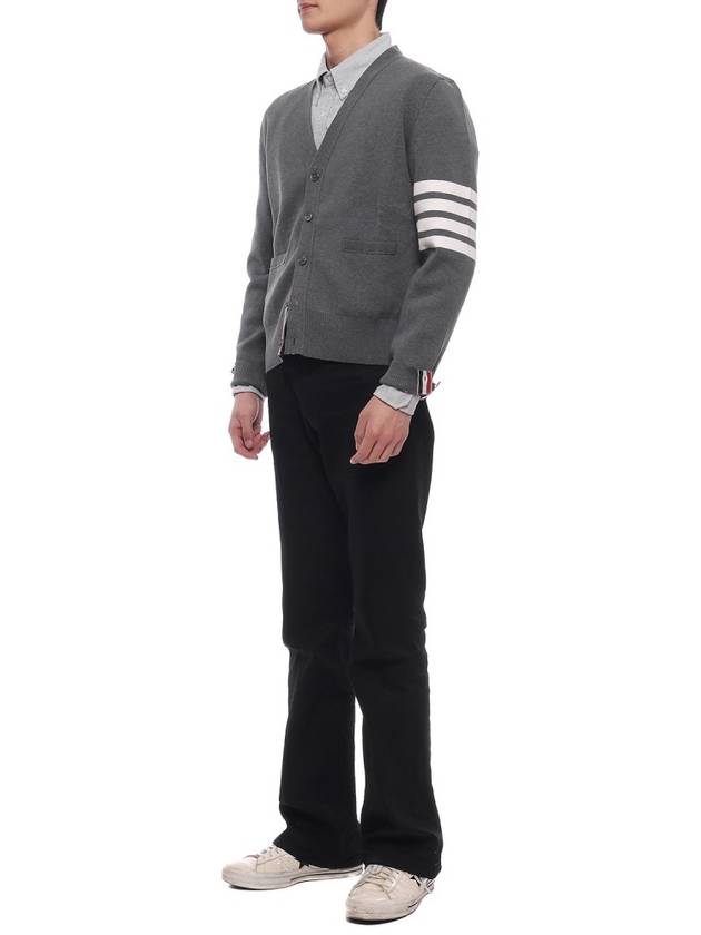 Milano Stitch 4-Bar Cardigan Medium Grey - THOM BROWNE - BALAAN 5