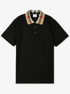 Check Collar Cotton Polo Shirt Black - BURBERRY - BALAAN 3