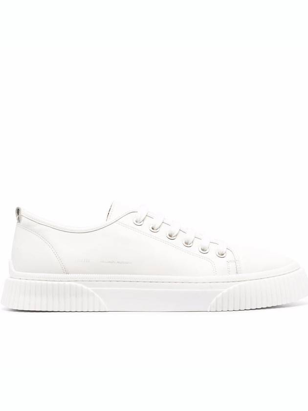 Lace Up Logo Leather Low Top Sneakers White - AMI - BALAAN 2