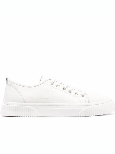 Lace Up Logo Leather Low Top Sneakers White - AMI - BALAAN 2