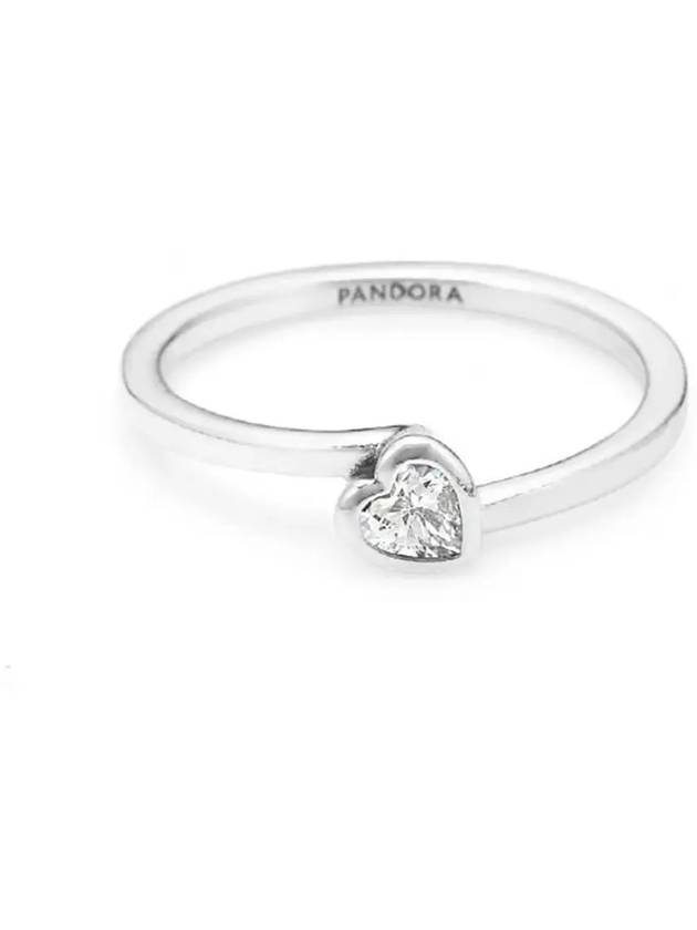 Clear Tilted Heart Solitaire Ring Silver - PANDORA - BALAAN 4