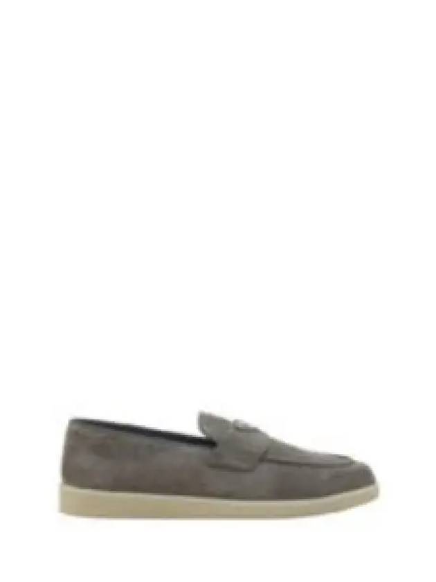 Triangle Logo Suede Loafers Grey - PRADA - BALAAN 2