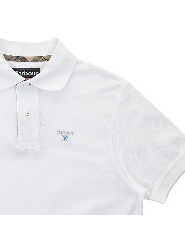 Tartan Pique Short Sleeve Polo Shirt White - BARBOUR - BALAAN 3