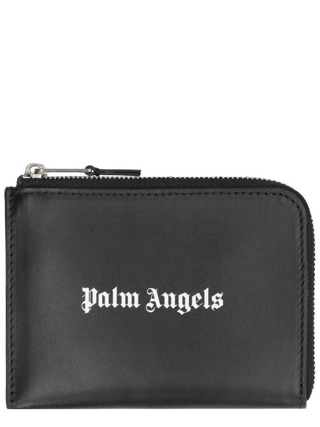 Logo Printed Zipped Card Wallet Black - PALM ANGELS - BALAAN 2