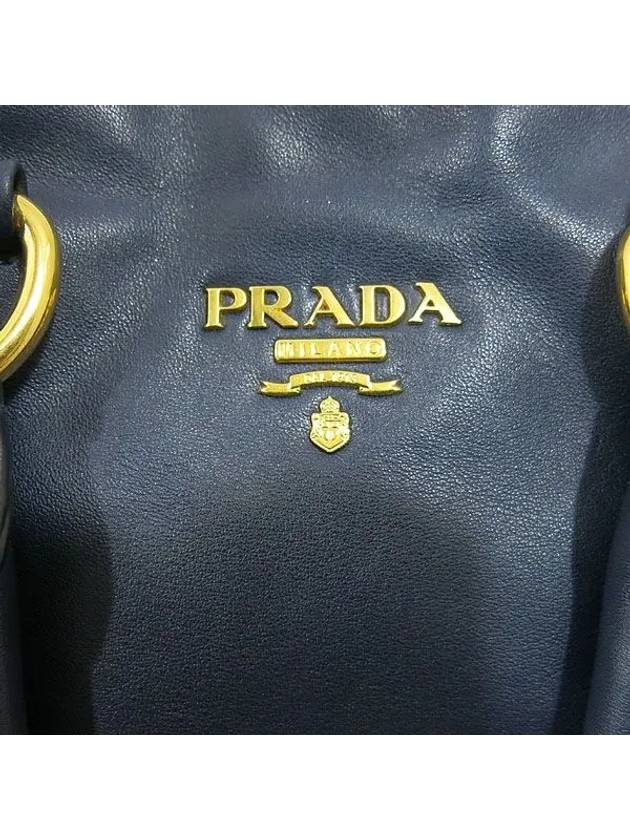 BN1713 Navy color SOFT CALF gold logo tote bag shoulder strap 2WAY - PRADA - BALAAN 4