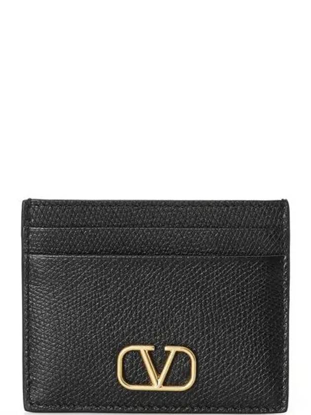 V Logo Signature Card Wallet Black - VALENTINO - BALAAN 2