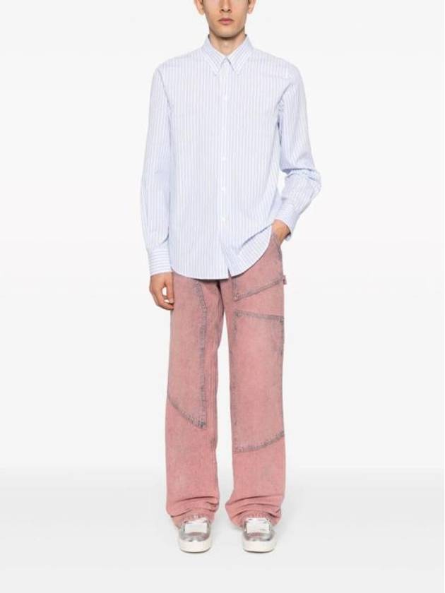 Striped Poplin Long Sleeve Shirt Blue - MSGM - BALAAN 5