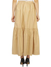 Cotton Poplin Maxi Flounce Long A-Line Skirt Beige - GANNI - BALAAN 5