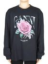 Future Heavy Rose Printed Long Sleeve T-Shirt Phantom - GANNI - BALAAN 3