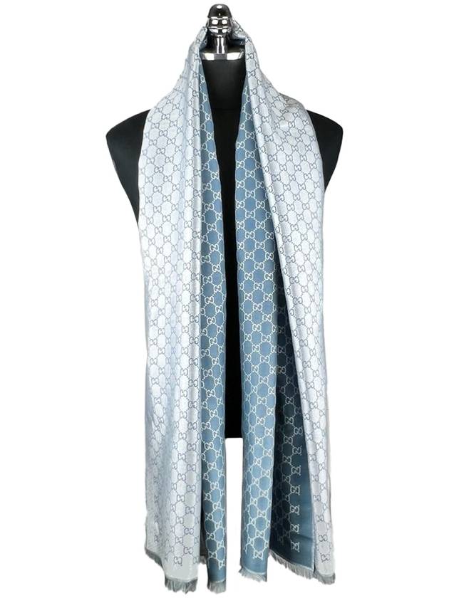 GG lamé jacquard twotone light gray blue stole 623161 - GUCCI - BALAAN 6