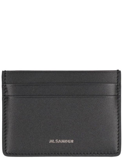 Logo Print Leather Card Wallet Black - JIL SANDER - BALAAN 2