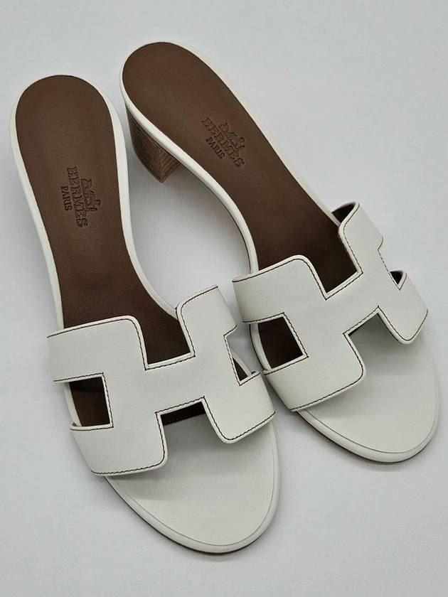 Oasis Calfskin Slipper Heels Blanc - HERMES - BALAAN 6