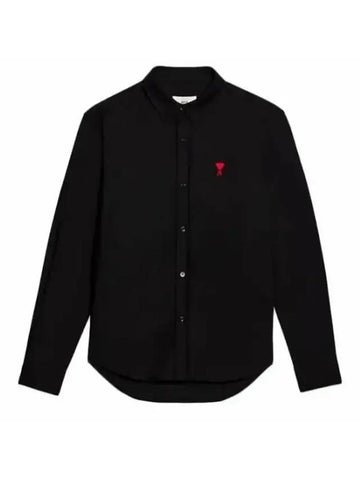 Heart Logo Long Sleeve Shirt Black - AMI - BALAAN 1