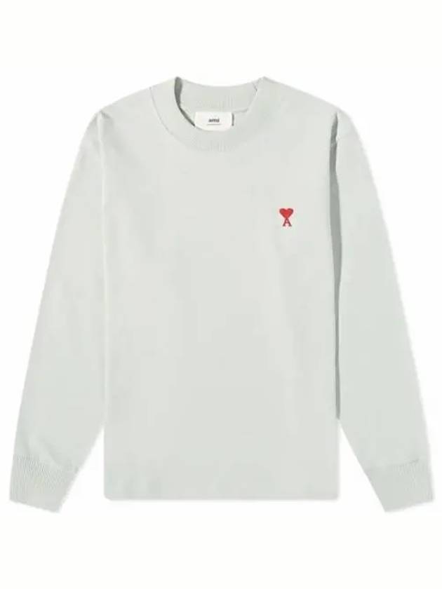 Small Heart Logo Long Sleeve T-Shirt Pale Green - AMI - BALAAN 2