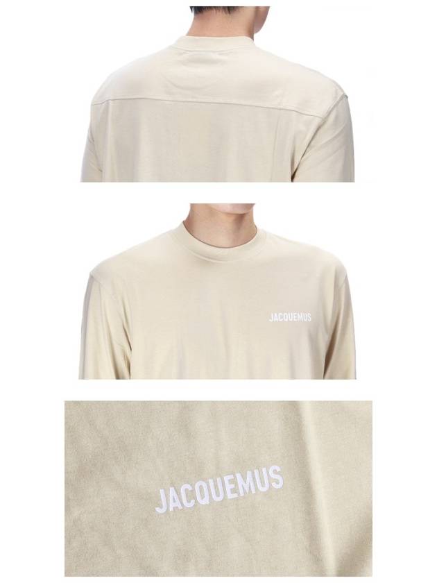 crew neck logo print long sleeve t-shirt beige - JACQUEMUS - BALAAN.