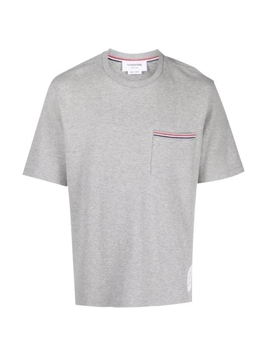 Cotton Oversized Pocket Short Sleeve T-Shirt Light Grey - THOM BROWNE - BALAAN 1