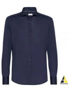 Silk Long Sleeve Shirt Navy - BRUNELLO CUCINELLI - BALAAN 2