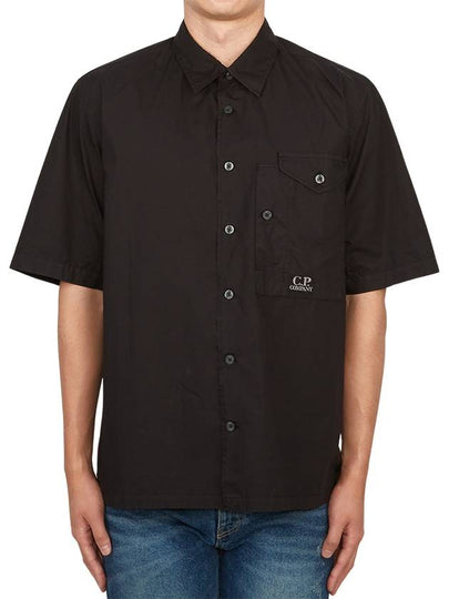 Cotton Popeline Short Sleeve Shirt Black - CP COMPANY - BALAAN 2