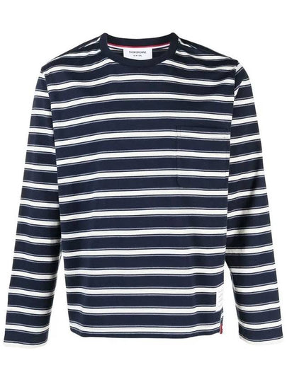 Stripe Jersey Oversized Long Sleeve T-Shirt Navy - THOM BROWNE - BALAAN 2