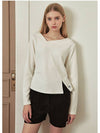 Women's Winning Line Slit Long Sleeve T Shirt Ivory - MICANE - BALAAN 6