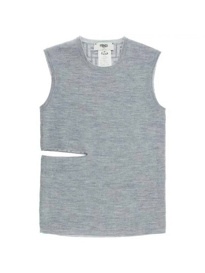 Cutout Reversible Wool Sleeveless Grey - FENDI - BALAAN 2