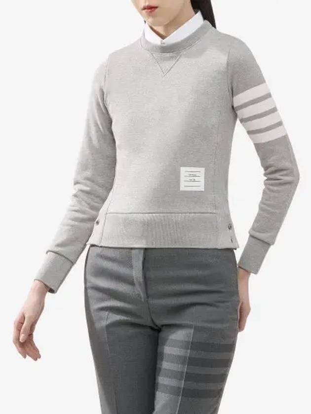 Engineered 4 Bar Stripe Loopback Jersey Knit Crewneck Sweatshirt Light Grey - THOM BROWNE - BALAAN 2