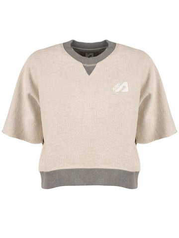 Autry Gray Melange Cotton Jersey Cropped Sweatshirt - AUTRY - BALAAN 1