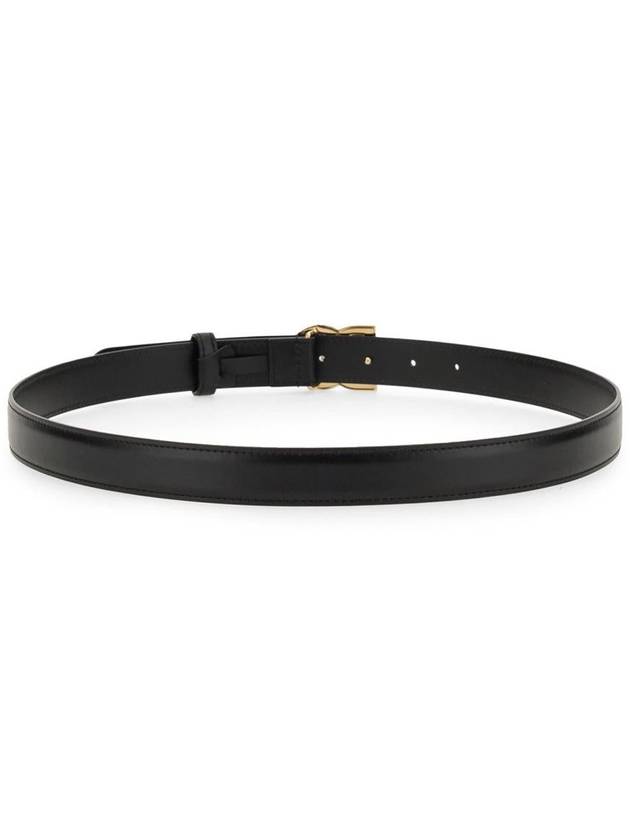 Women's Gold DG Logo Leather Belt Black - DOLCE&GABBANA - BALAAN 4