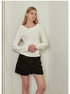 Women's Winning Line Slit Long Sleeve T Shirt Ivory - MICANE - BALAAN 3