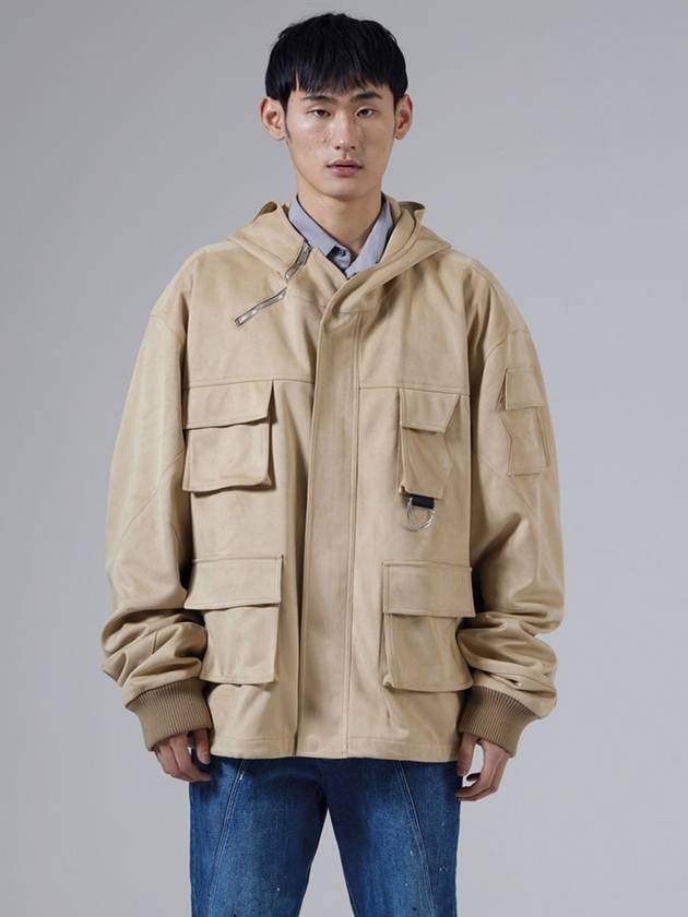 Pocket Suede Jumper Hooded Jacket Beige - UNNORM IS DEAD - BALAAN 2