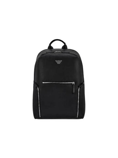 Men s Eagle Logo Round Square Backpack Black - EMPORIO ARMANI - BALAAN 1