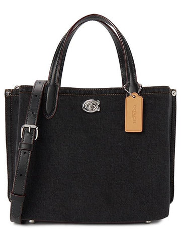 Willow 24 Women s Denim Tote Bag CR708 LH BLACK - COACH - BALAAN 1