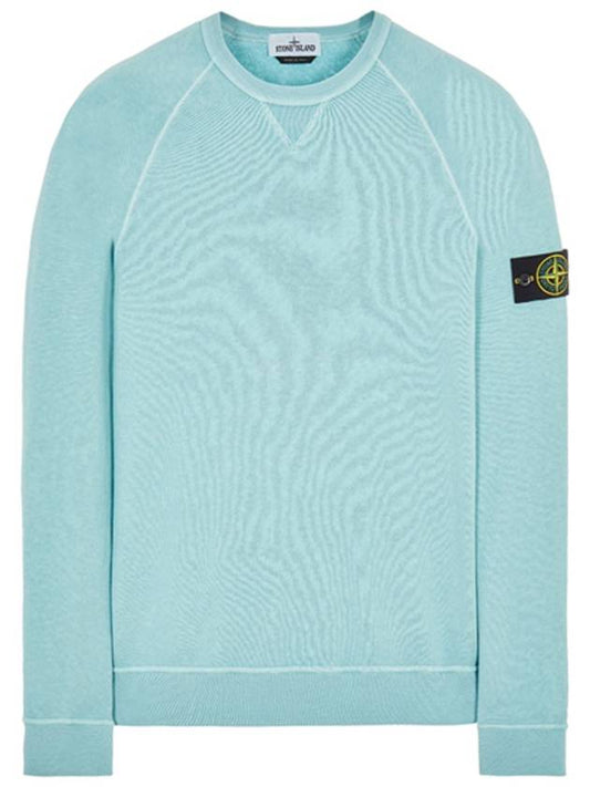 Garment Dyed Malfile Fleece Crewneck Sweatshirt Sky Blue - STONE ISLAND - BALAAN 2