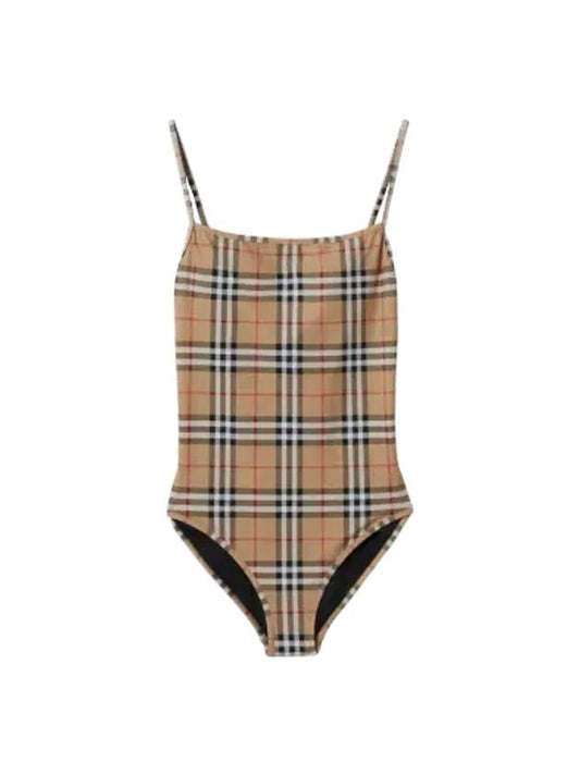 Women's Vintage Check One-Piece Swimsuit Beige - BURBERRY - BALAAN 2