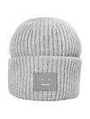 C40135 LIGHT GRAY MELANGE face logo patch beanie - ACNE STUDIOS - BALAAN 3